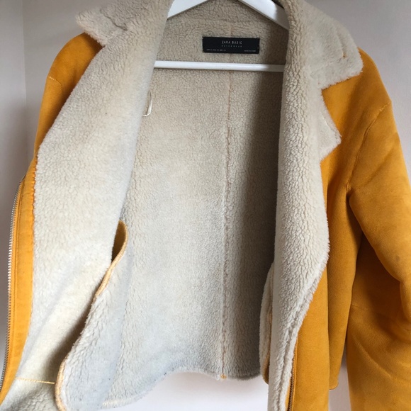 Zara Faux suede and shearling moto jacket - Picture 4 of 7